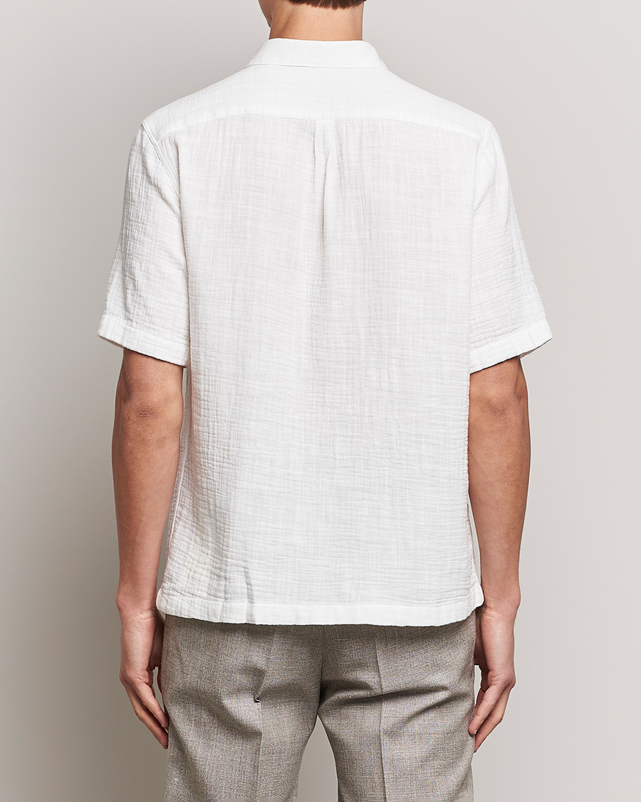 Herr | Skjortor | Oscar Jacobson | Regular Fit City Crepe Linen Shirt Off White