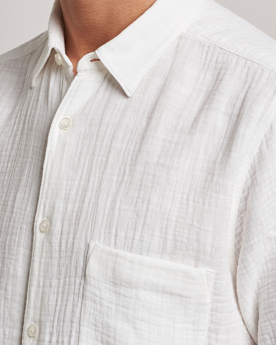 Herr | Skjortor | Oscar Jacobson | Regular Fit City Crepe Linen Shirt Off White