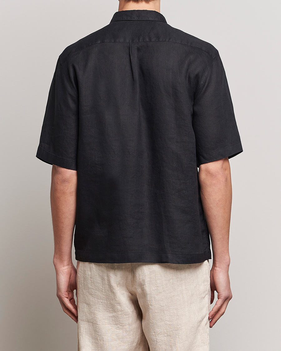 Herr | Skjortor | Oscar Jacobson | Regular Fit City Signature Linen Shirt Black