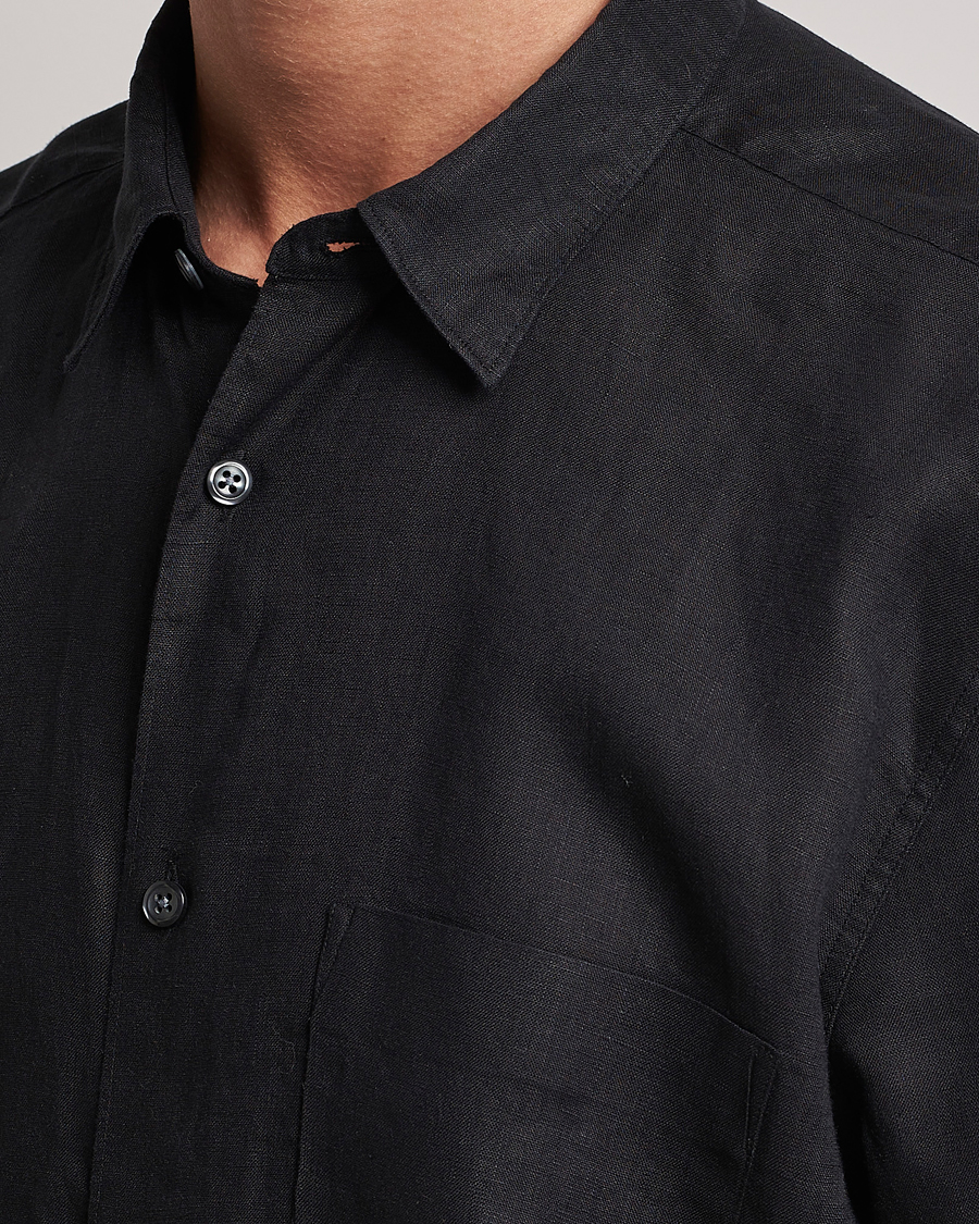 Herr | Skjortor | Oscar Jacobson | Regular Fit City Signature Linen Shirt Black