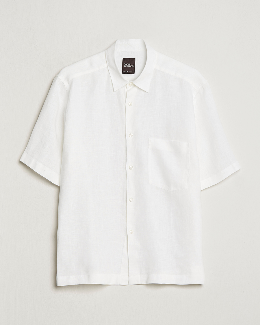 Herr | Skjortor | Oscar Jacobson | Regular Fit City Signature Linen Shirt White