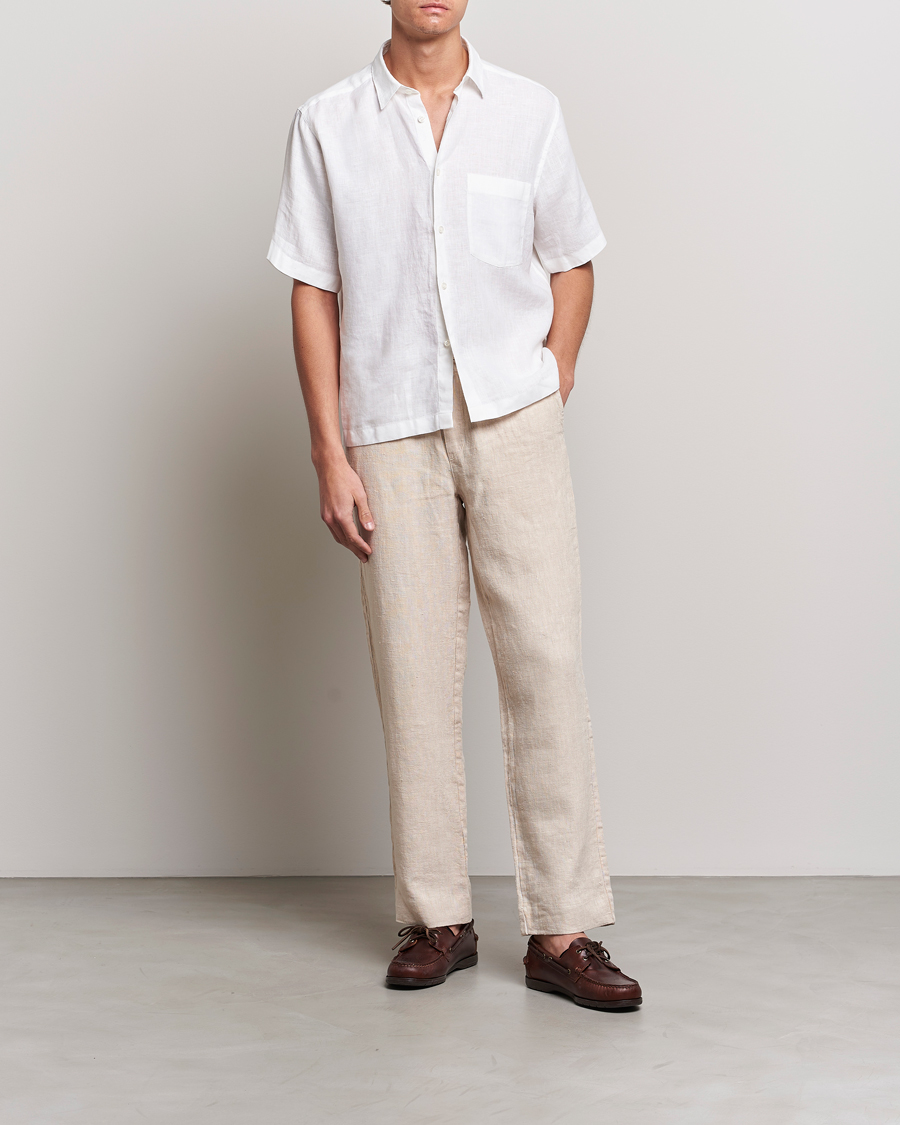 Herr | Skjortor | Oscar Jacobson | Regular Fit City Signature Linen Shirt White