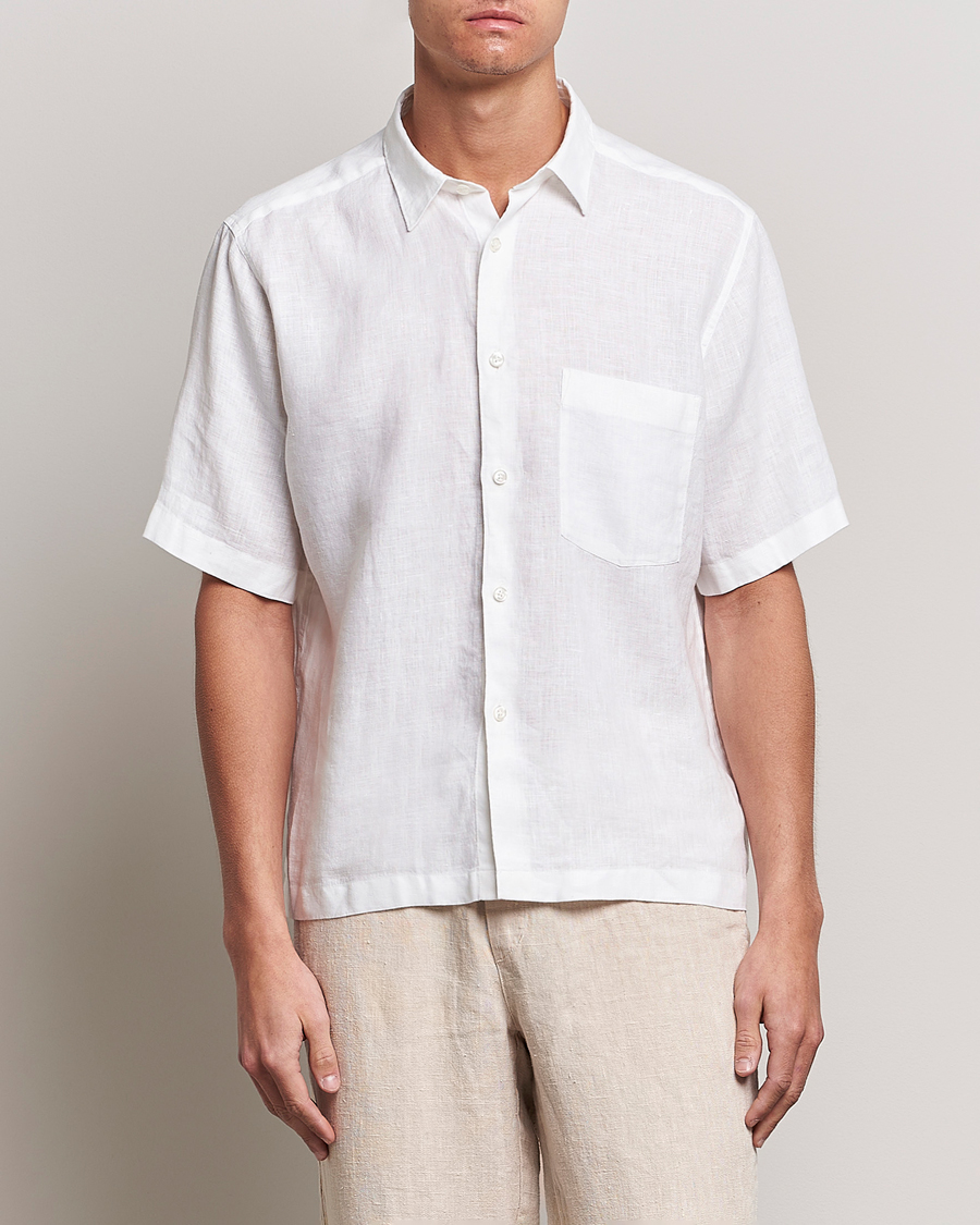 Herr | Oscar Jacobson | Oscar Jacobson | Regular Fit City Signature Linen Shirt White