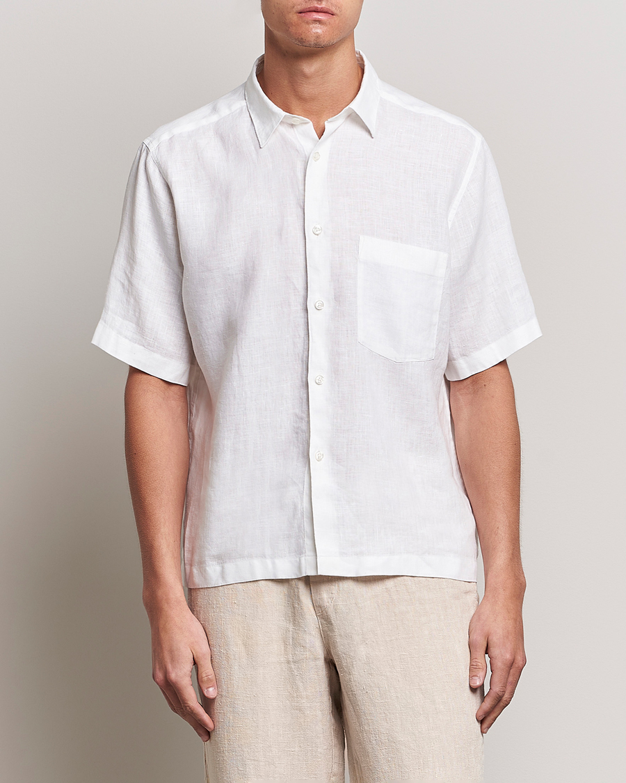 Herr |  | Oscar Jacobson | Regular Fit City Signature Linen Shirt White
