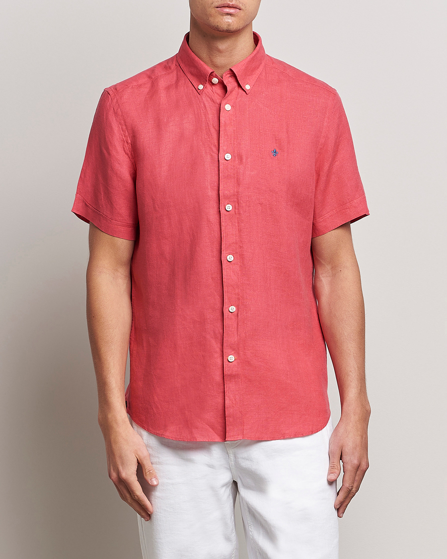 Herr | | Morris | Douglas Linen Short Sleeve Shirt Cerise