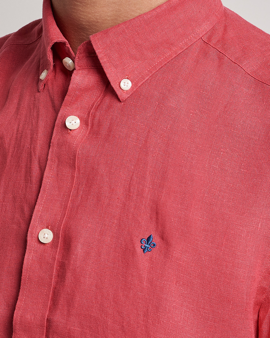 Herr | Skjortor | Morris | Douglas Linen Short Sleeve Shirt Cerise