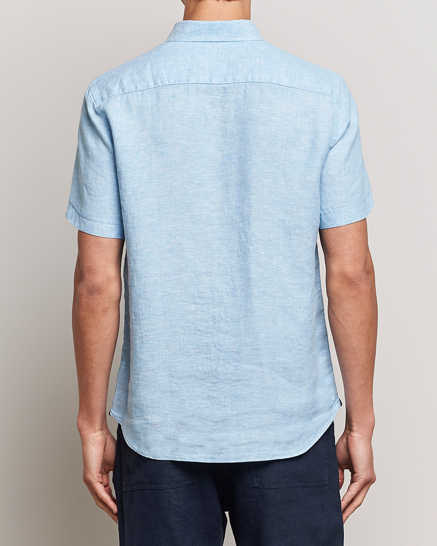 Herr | Skjortor | Morris | Douglas Short Sleeve Linen Shirt Light Blue