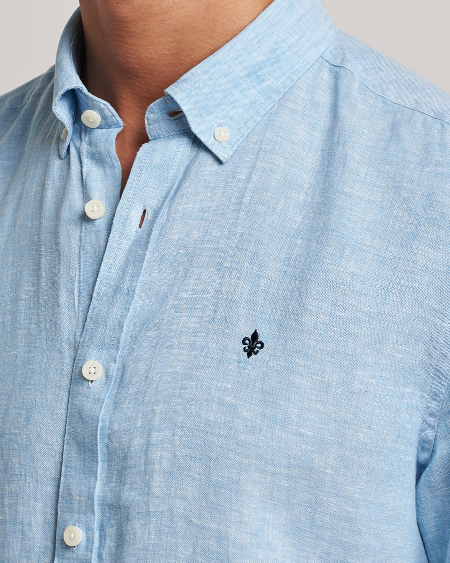 Herr | Skjortor | Morris | Douglas Short Sleeve Linen Shirt Light Blue