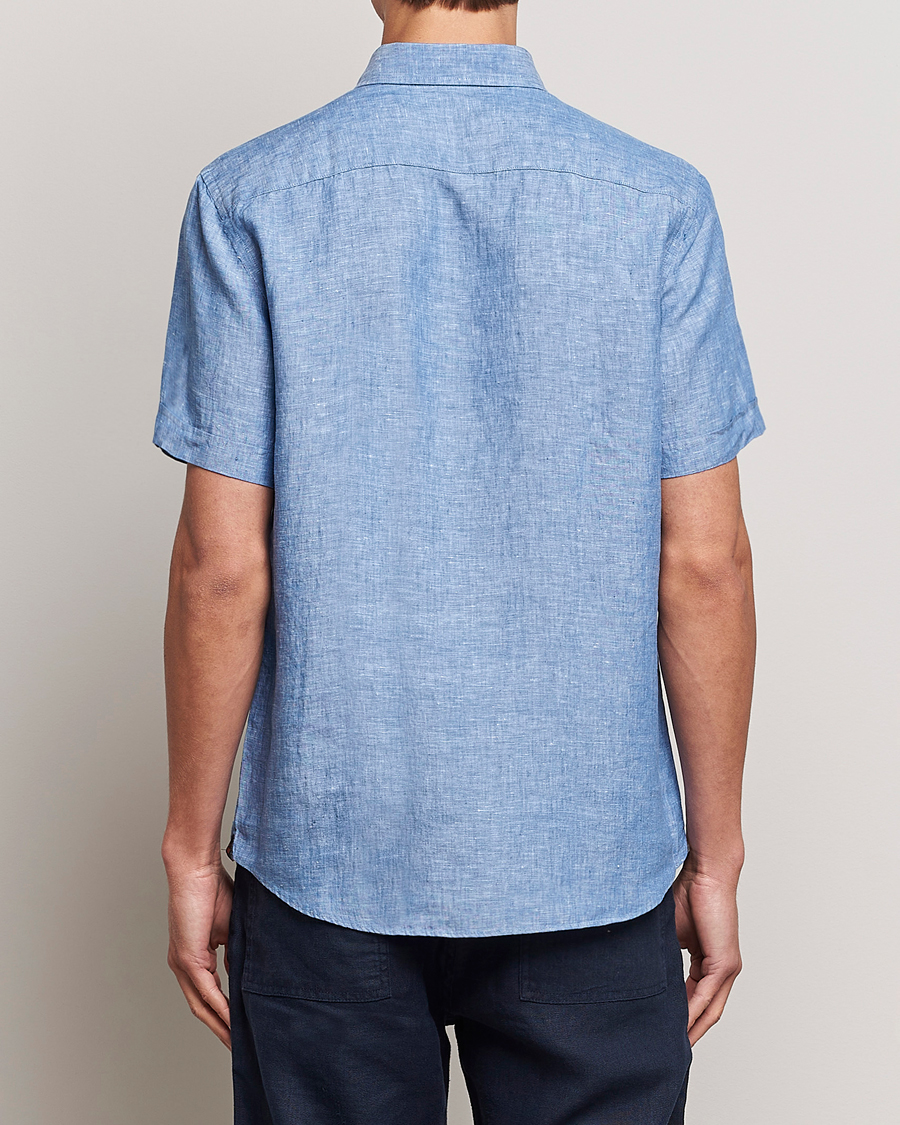 Herr | Skjortor | Morris | Douglas Linen Short Sleeve Shirt Blue