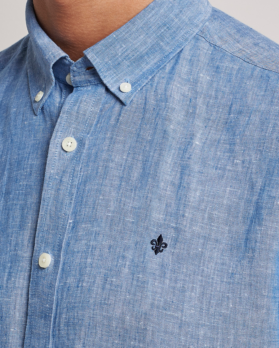 Herr | Skjortor | Morris | Douglas Linen Short Sleeve Shirt Blue