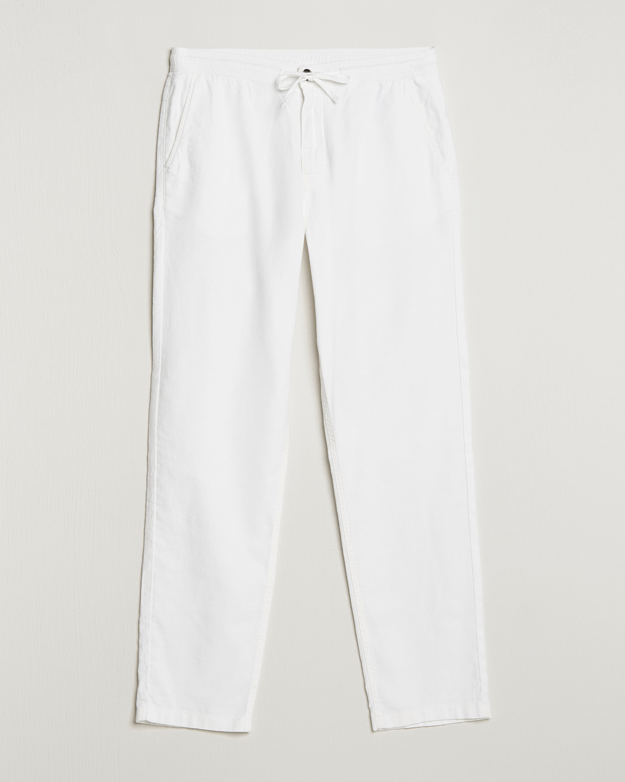 Herr | Byxor | Morris | Fenix Linen Drawstring Trousers White