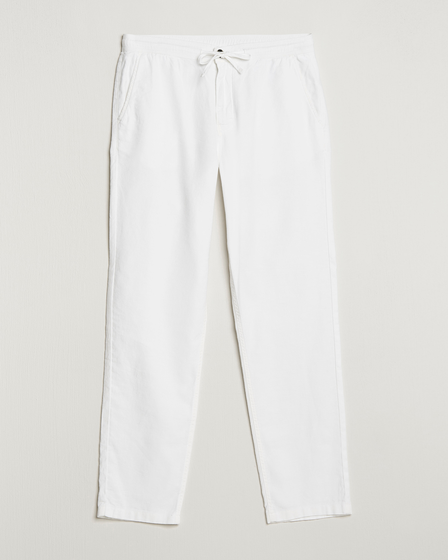 Herr | Byxor | Morris | Fenix Linen Drawstring Trousers White