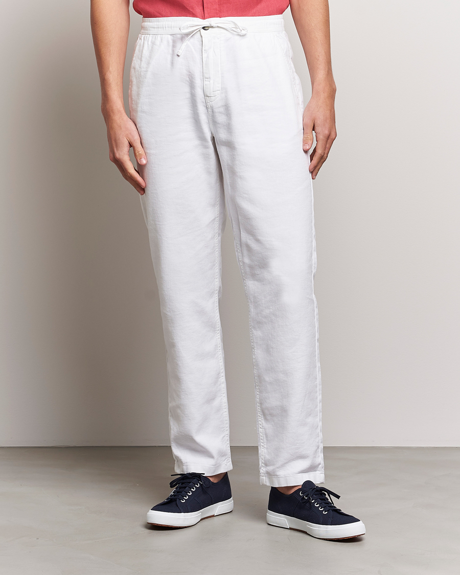 Herr | Byxor | Morris | Fenix Linen Drawstring Trousers White