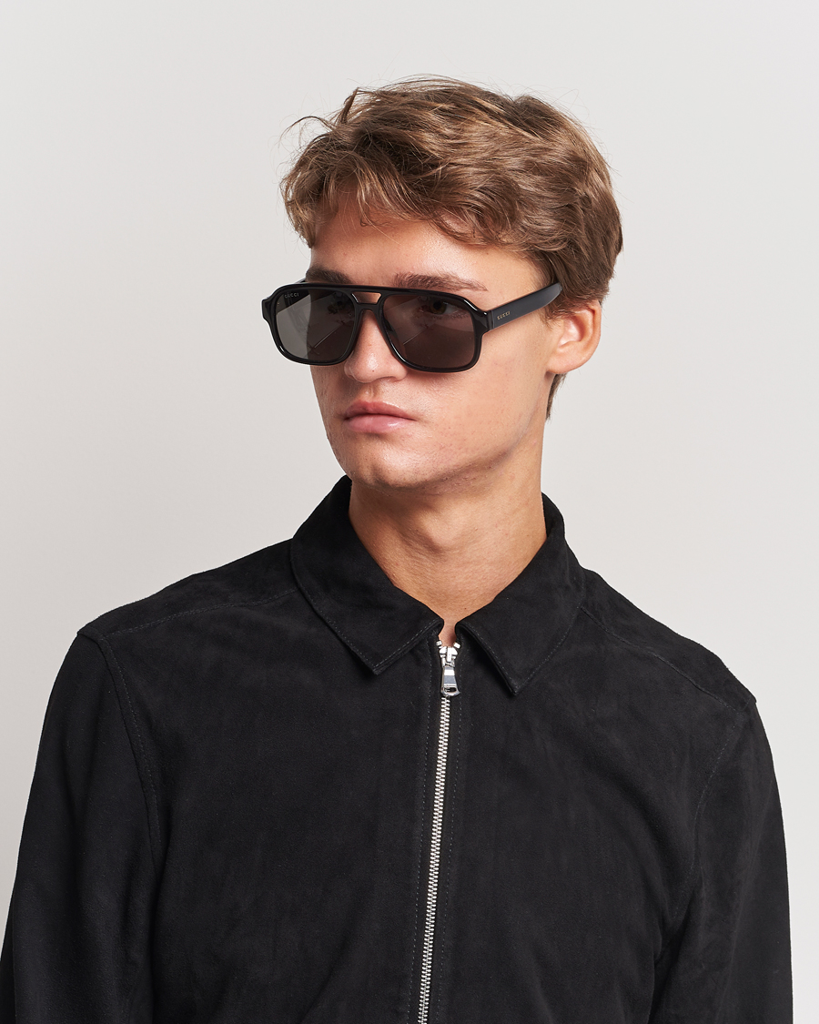 Herr | Pilotsolglasögon | Gucci | GG1342S Sunglasses Black Smoke