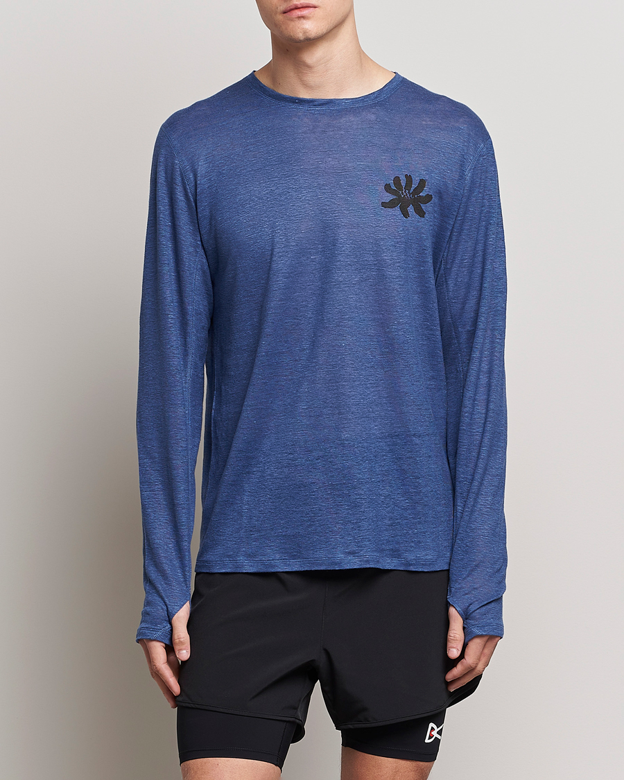 Herr | T-Shirts | District Vision | Suhka Hemp Long Sleeve T-Shirt Ocean Blue