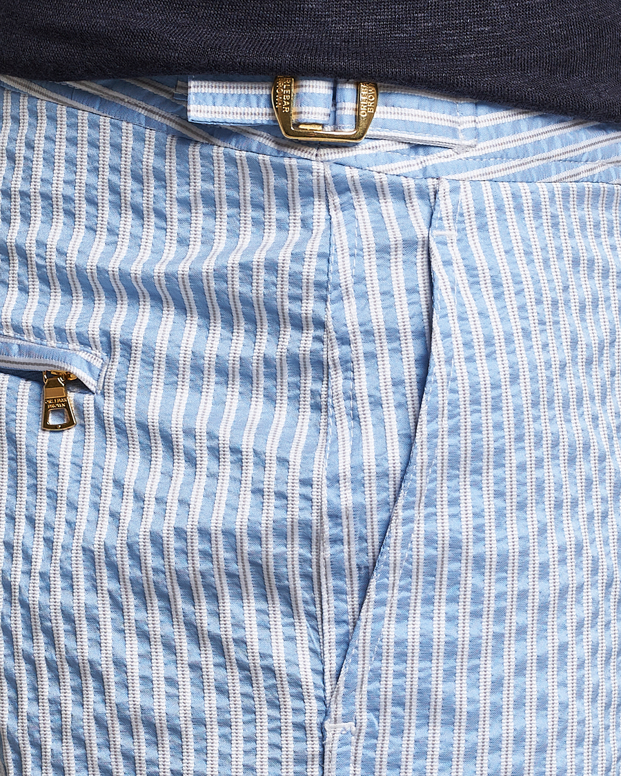 Herr | Badbyxor | Orlebar Brown | Bulldog Classic Stripe Swimshorts White/Light Island Sky