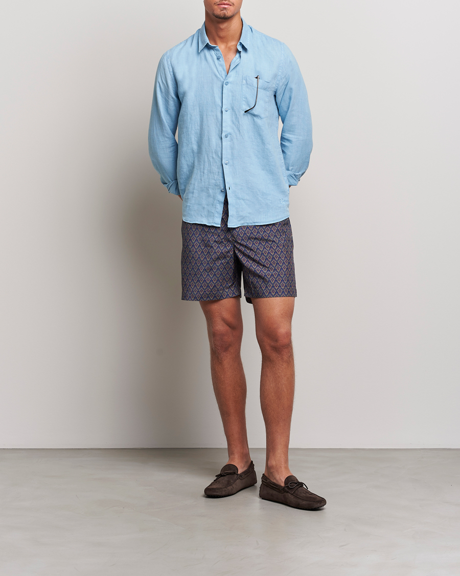 Herr | Badbyxor | Orlebar Brown | Bulldog Sunny Deco Printed Swimshorts Midnight Navy