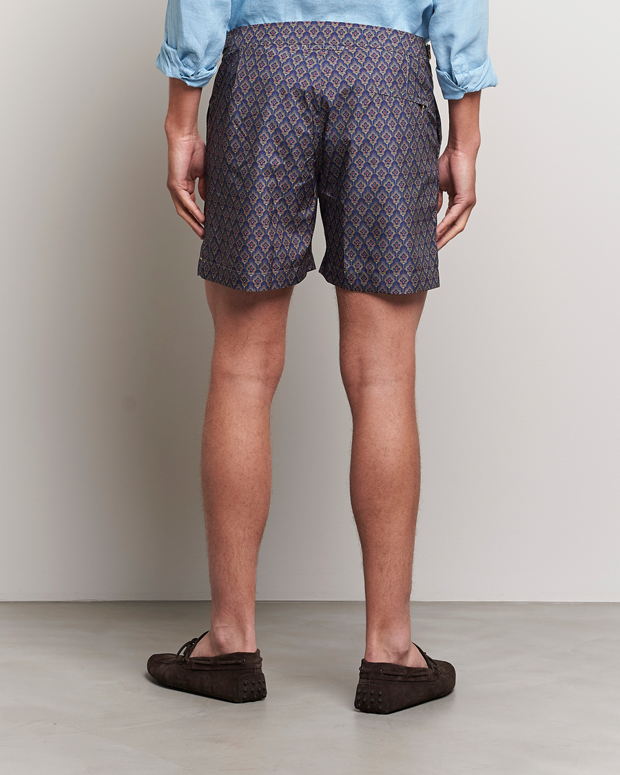 Herr | Badbyxor | Orlebar Brown | Bulldog Sunny Deco Printed Swimshorts Midnight Navy