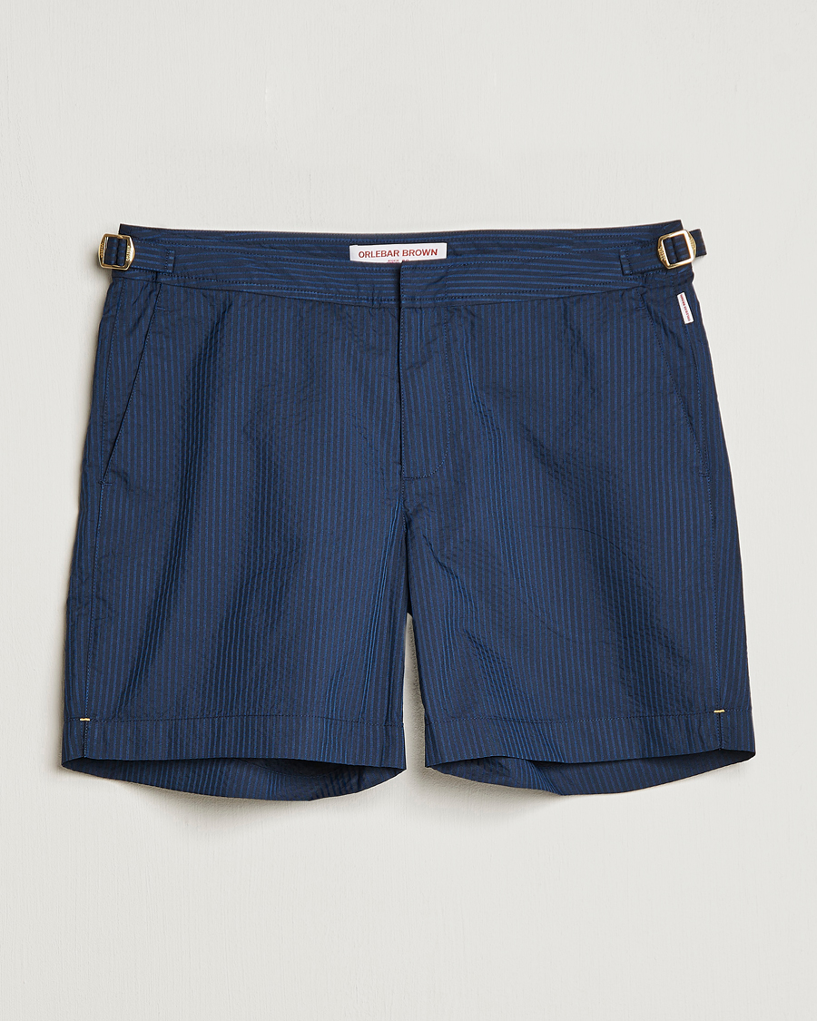 Herr | Badbyxor | Orlebar Brown | Bulldog Tonal Seersucker Swimshorts Night Iris