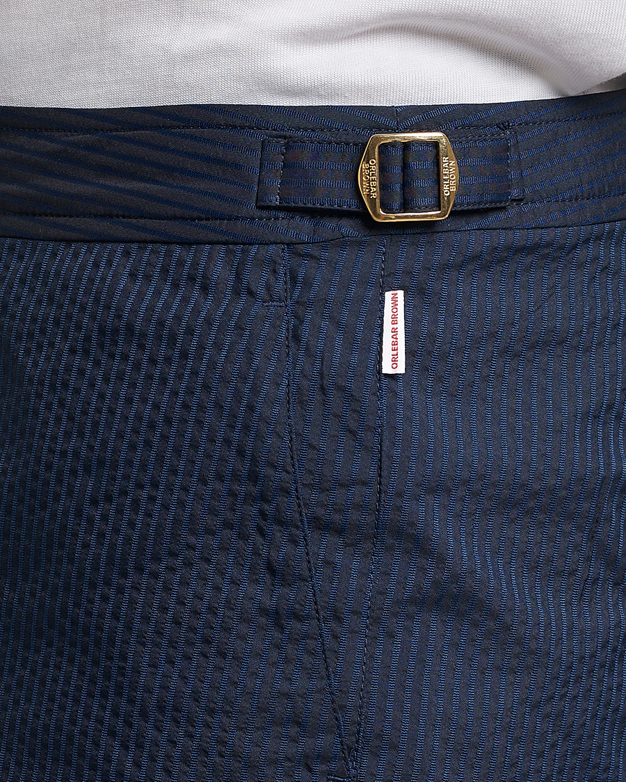 Herr | Badbyxor | Orlebar Brown | Bulldog Tonal Seersucker Swimshorts Night Iris
