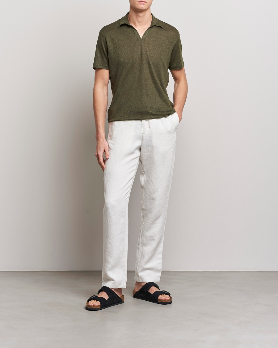 Herr | Pikéer | Orlebar Brown | Felix Placket Short Sleeve Linen Polo Palm
