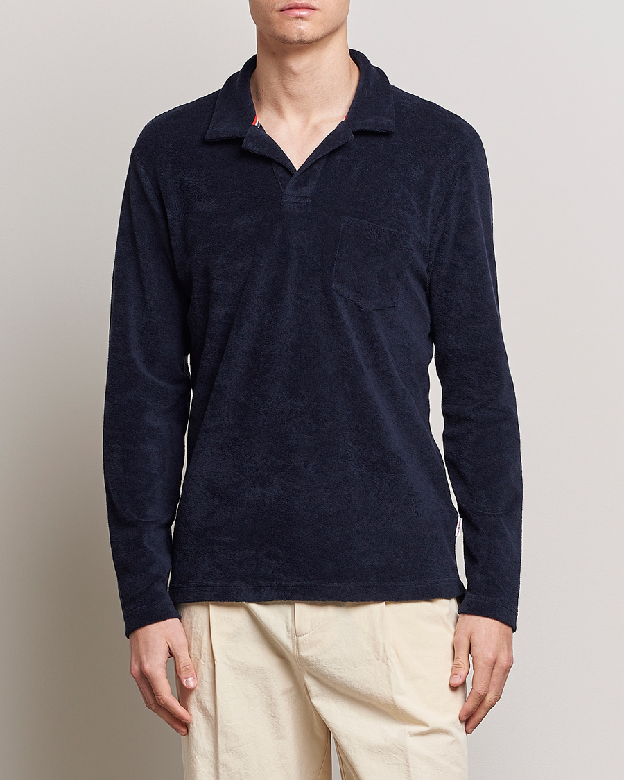 Herr | Tröjor | Orlebar Brown | Terry Long Sleeve OB Stripe Night Iris