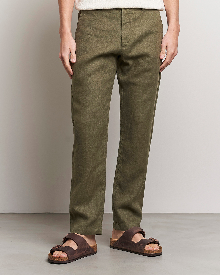 Herr | Byxor | NN07 | Karl Linen Trousers Army