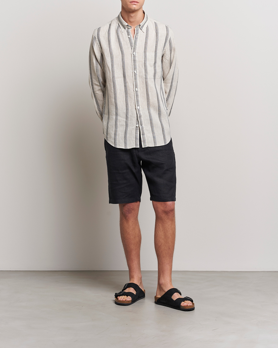Herr | Shorts | NN07 | Crown Linen Shorts Black