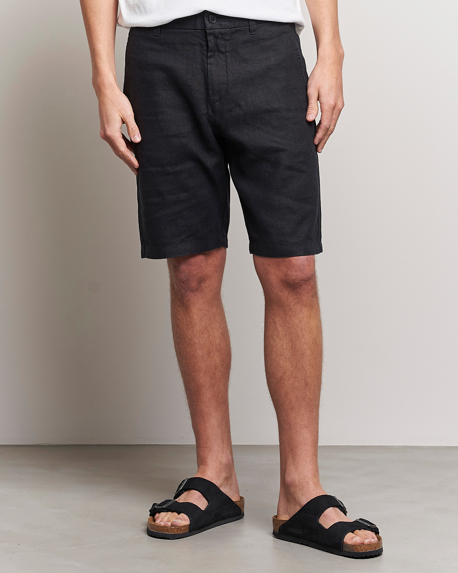 Herr | Linneshorts | NN07 | Crown Linen Shorts Black