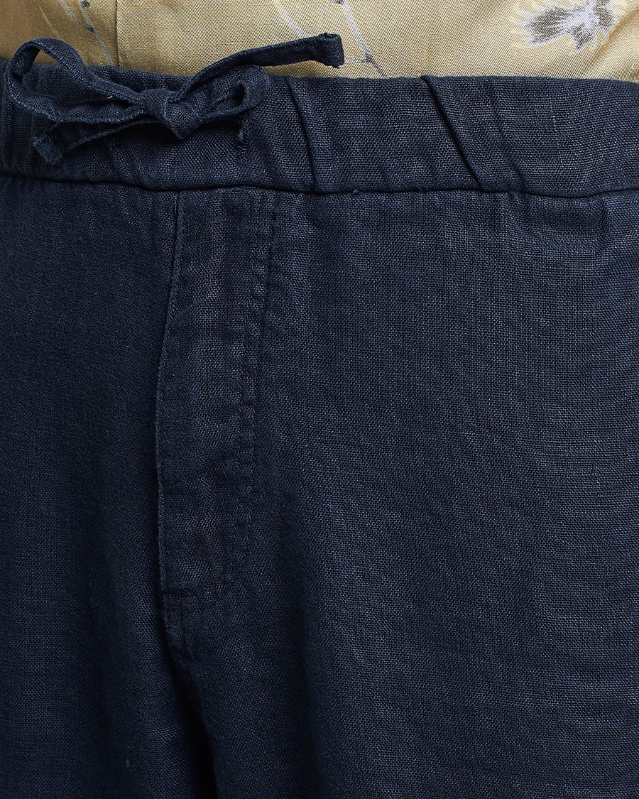 Herr | Byxor | NN07 | Keith Drawstring Linen Trousers Navy