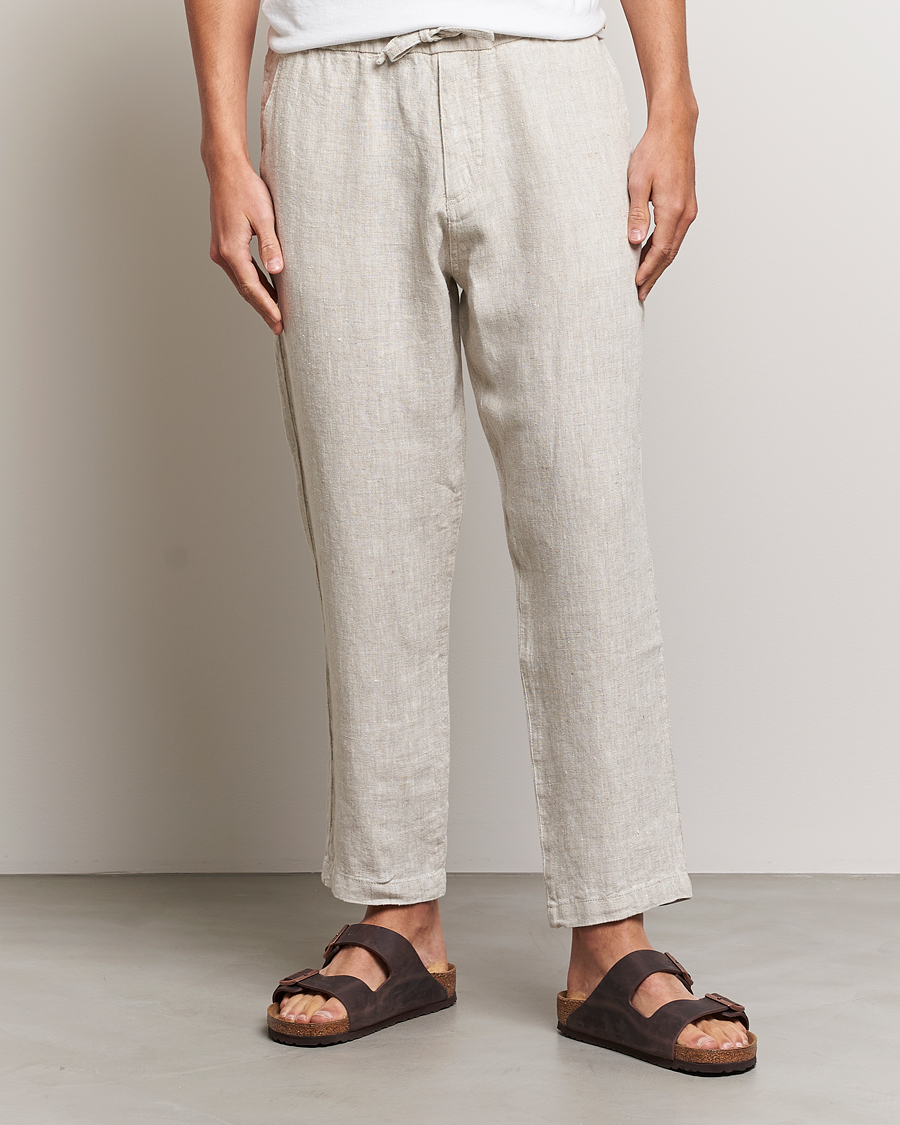 Herr | Byxor | NN07 | Keith Drawstring Linen Trousers Oat