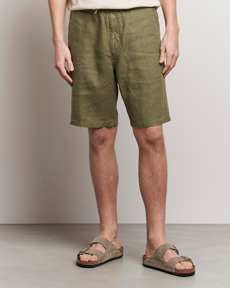 Herr | Shorts | NN07 | Keith Drawstring Linen Shorts Army