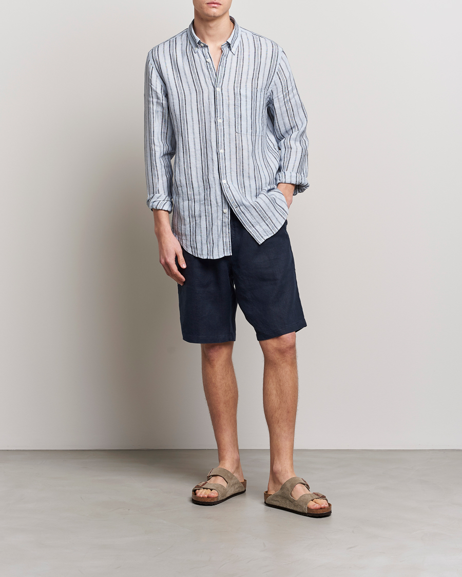 Herr | Shorts | NN07 | Keith Drawstring Linen Shorts Navy
