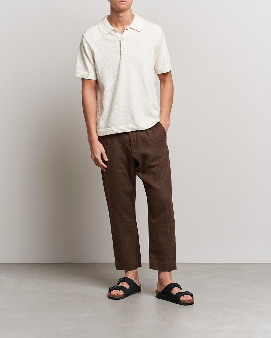 Herr | Byxor | NN07 | Bill Pleated Linen Trousers Brown