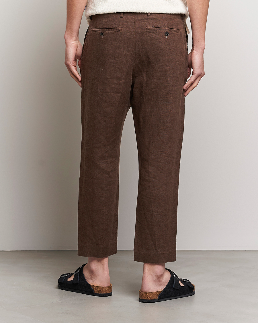 Herr | Byxor | NN07 | Bill Pleated Linen Trousers Brown
