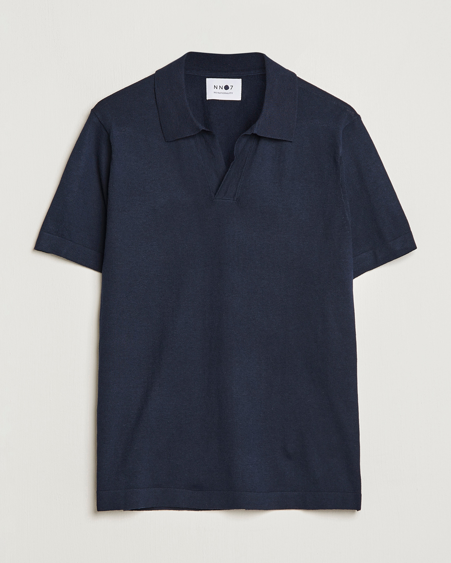 Herr | Pikéer | NN07 | Ryan Cotton/Linen Polo Navy Blue