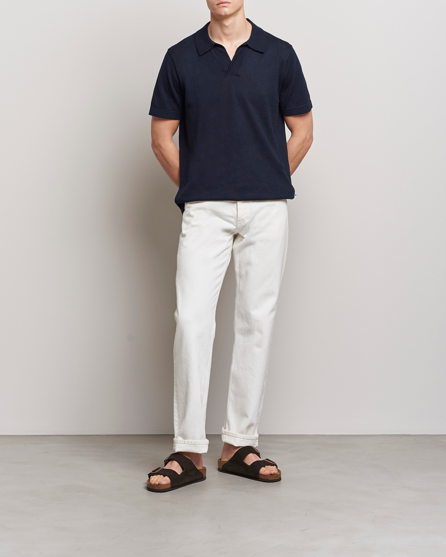 Herr | Pikéer | NN07 | Ryan Cotton/Linen Polo Navy Blue