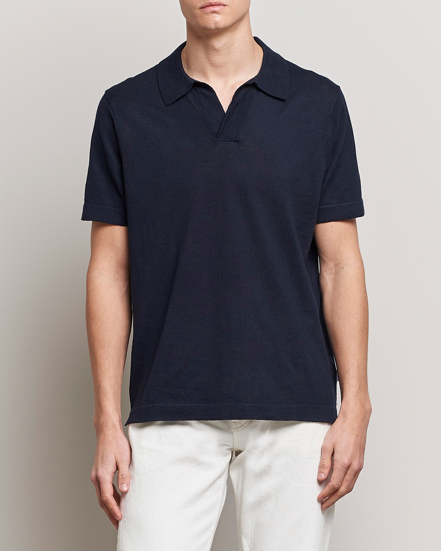 Herre | NN07 | NN07 | Ryan Cotton/Linen Polo Navy Blue