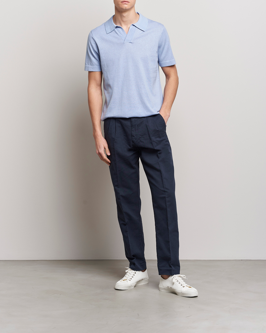 Herr | Pikéer | NN07 | Ryan Cotton/Linen Polo Brunnera Blue