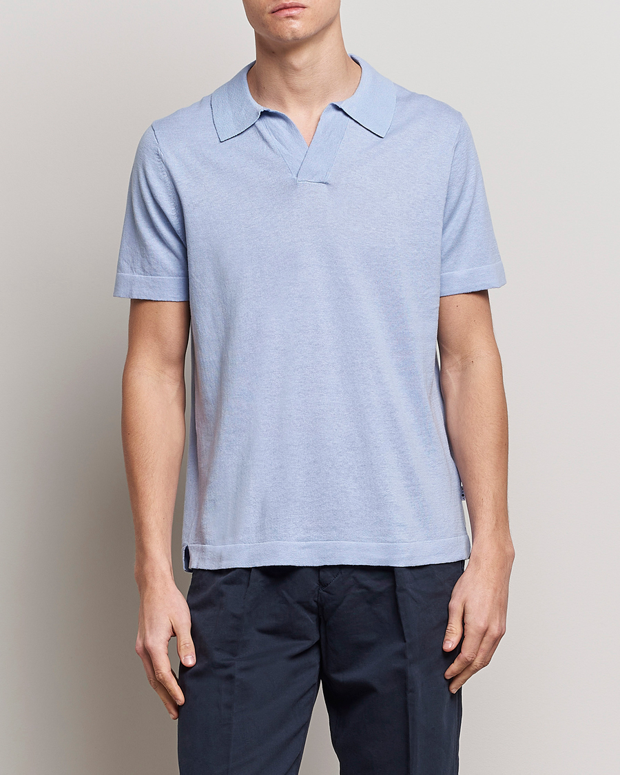 Herr | Pikéer | NN07 | Ryan Cotton/Linen Polo Brunnera Blue