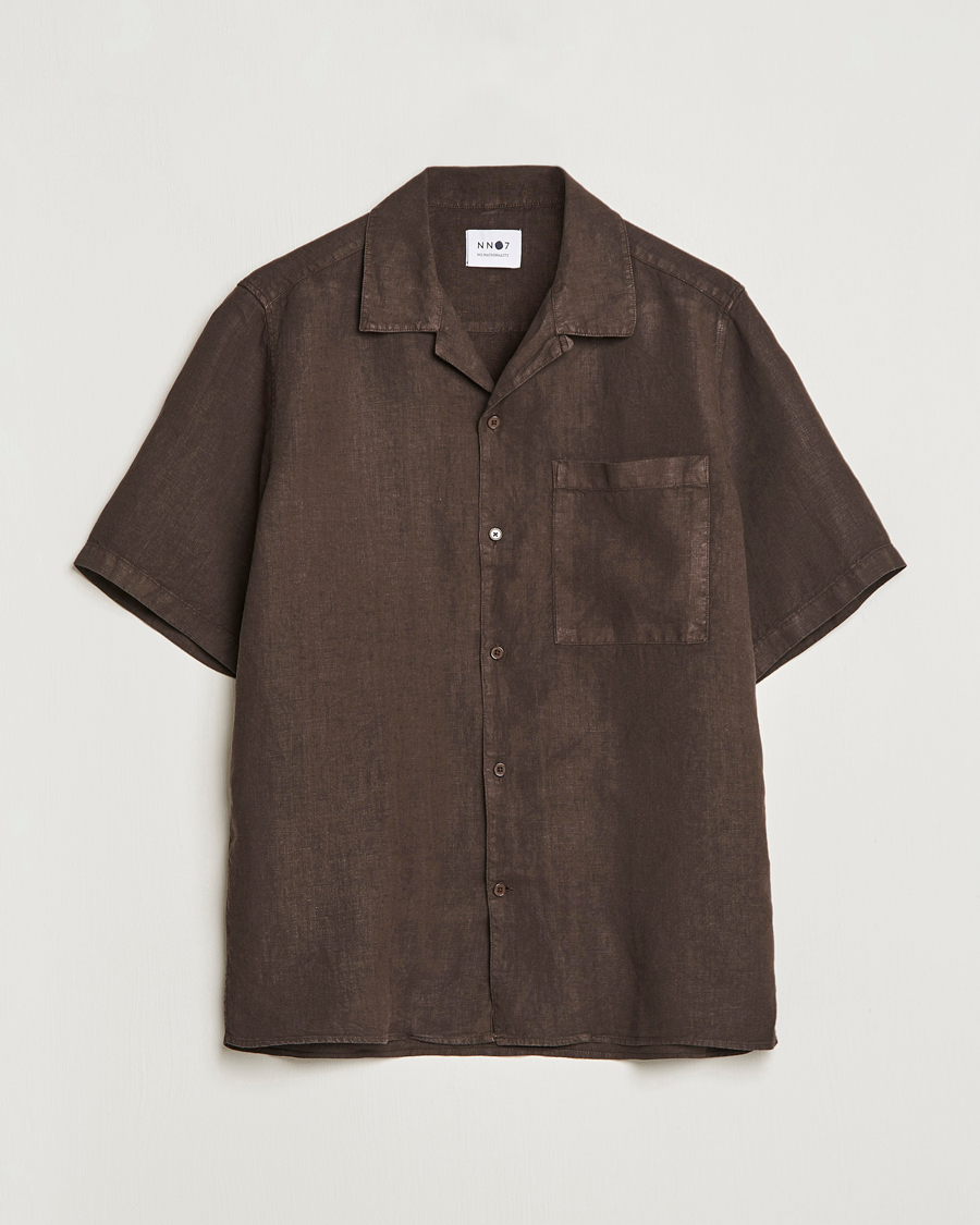 Herr | Skjortor | NN07 | Julio Linen Resort Shirt Brown