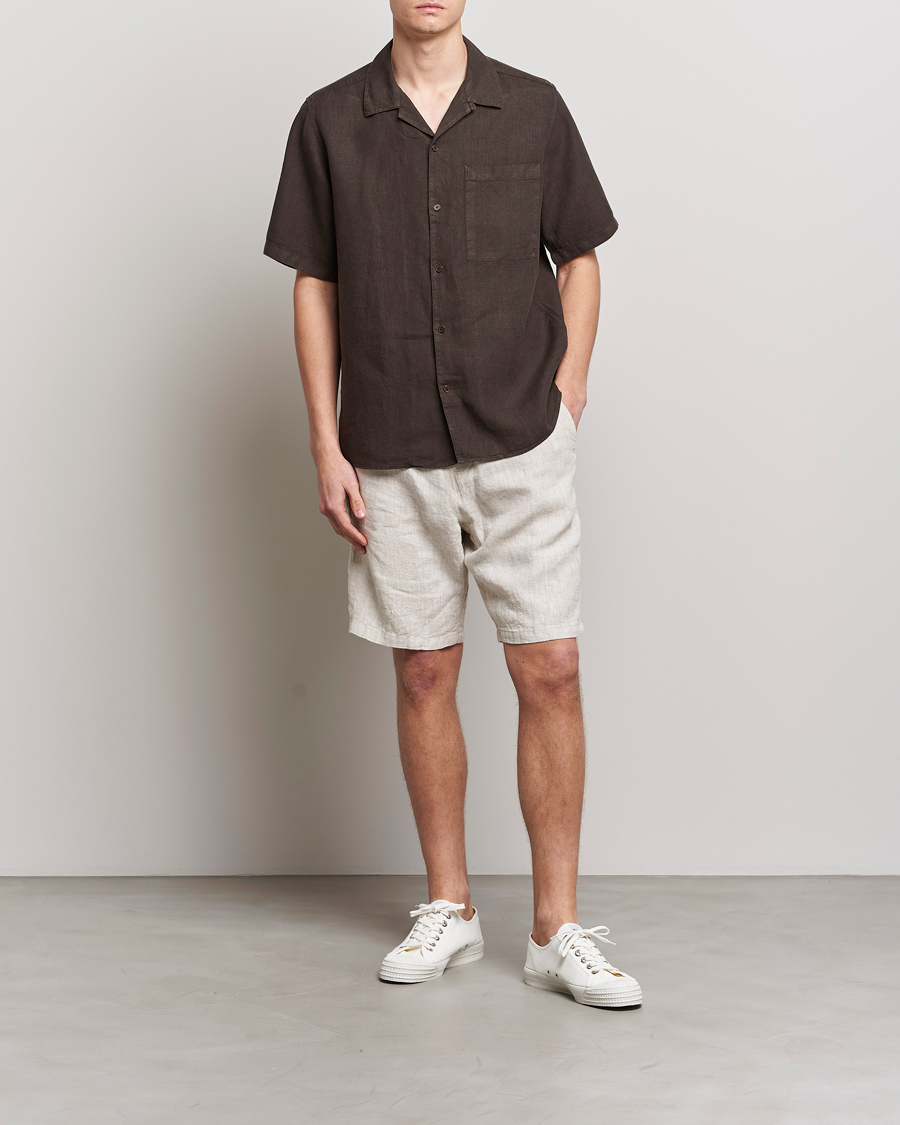 Herr | Skjortor | NN07 | Julio Linen Resort Shirt Brown