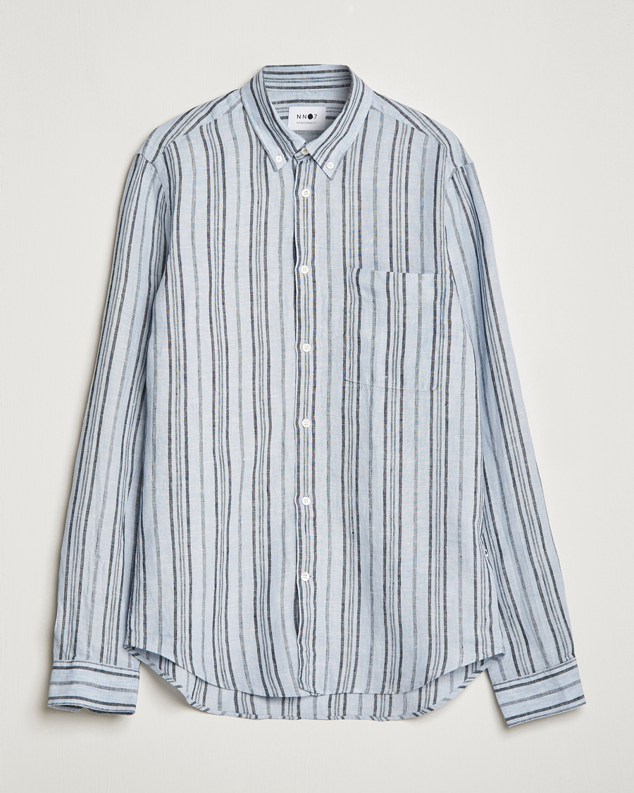 Herr | Skjortor | NN07 | Arne Strinped Linen Shirt Blue