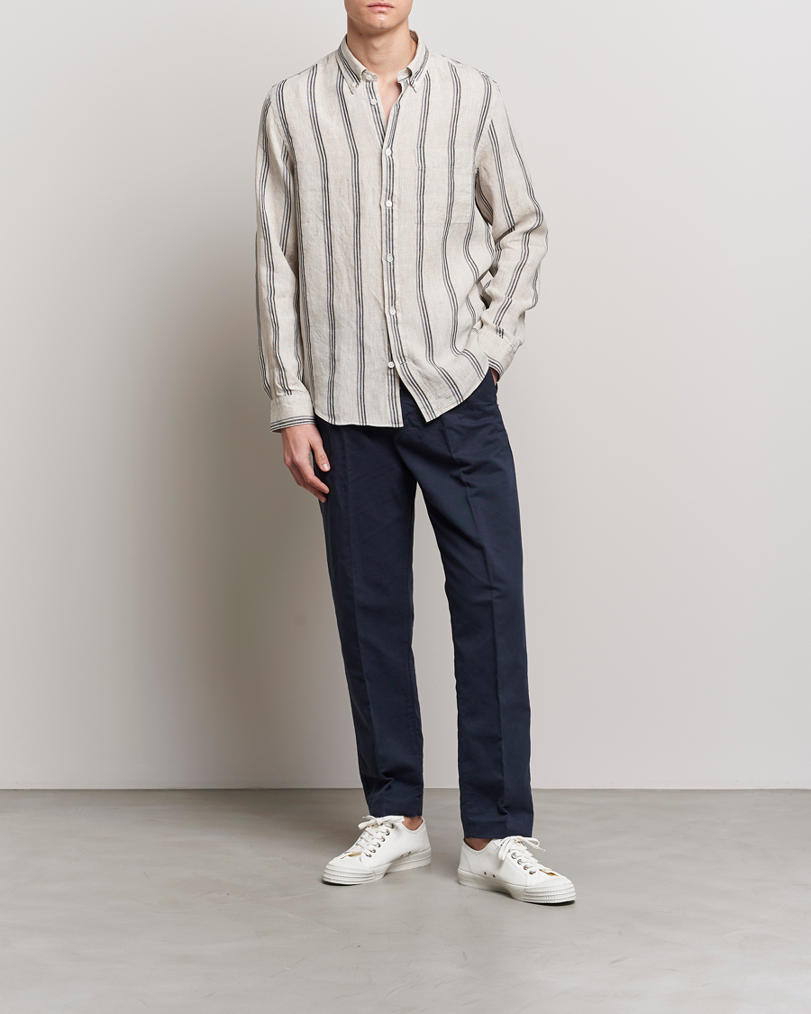 Herr | Skjortor | NN07 | Arne Strinped Linen Shirt Oat