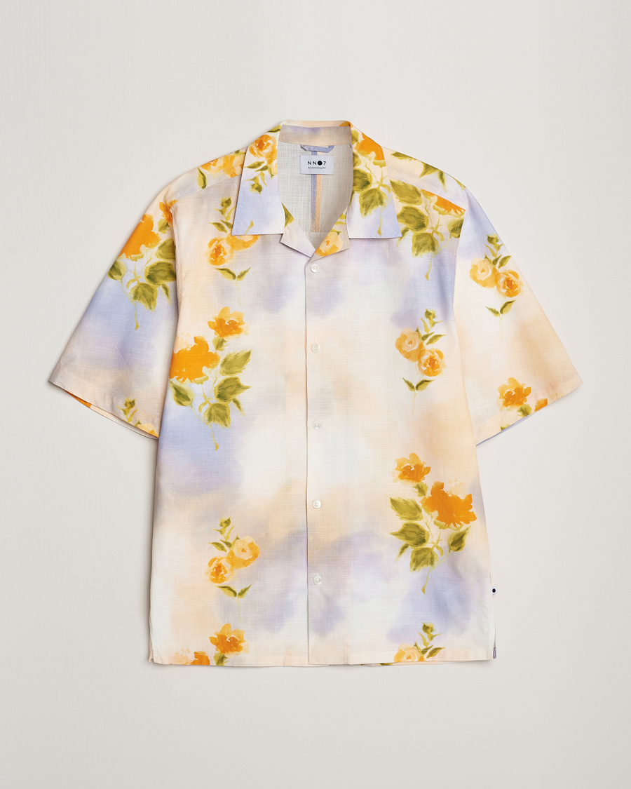 Herr | Skjortor | NN07 | Ole Short Sleeve Printed Cotton/Tencel Shirt Multi