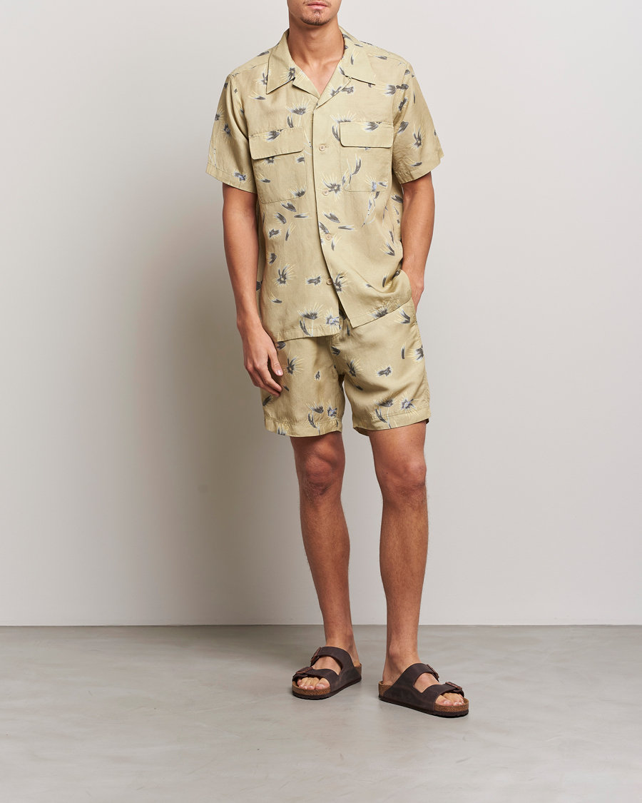 Herr | Shorts | NN07 | Warren Tencel/Linen Printed Shorts Pale Olive