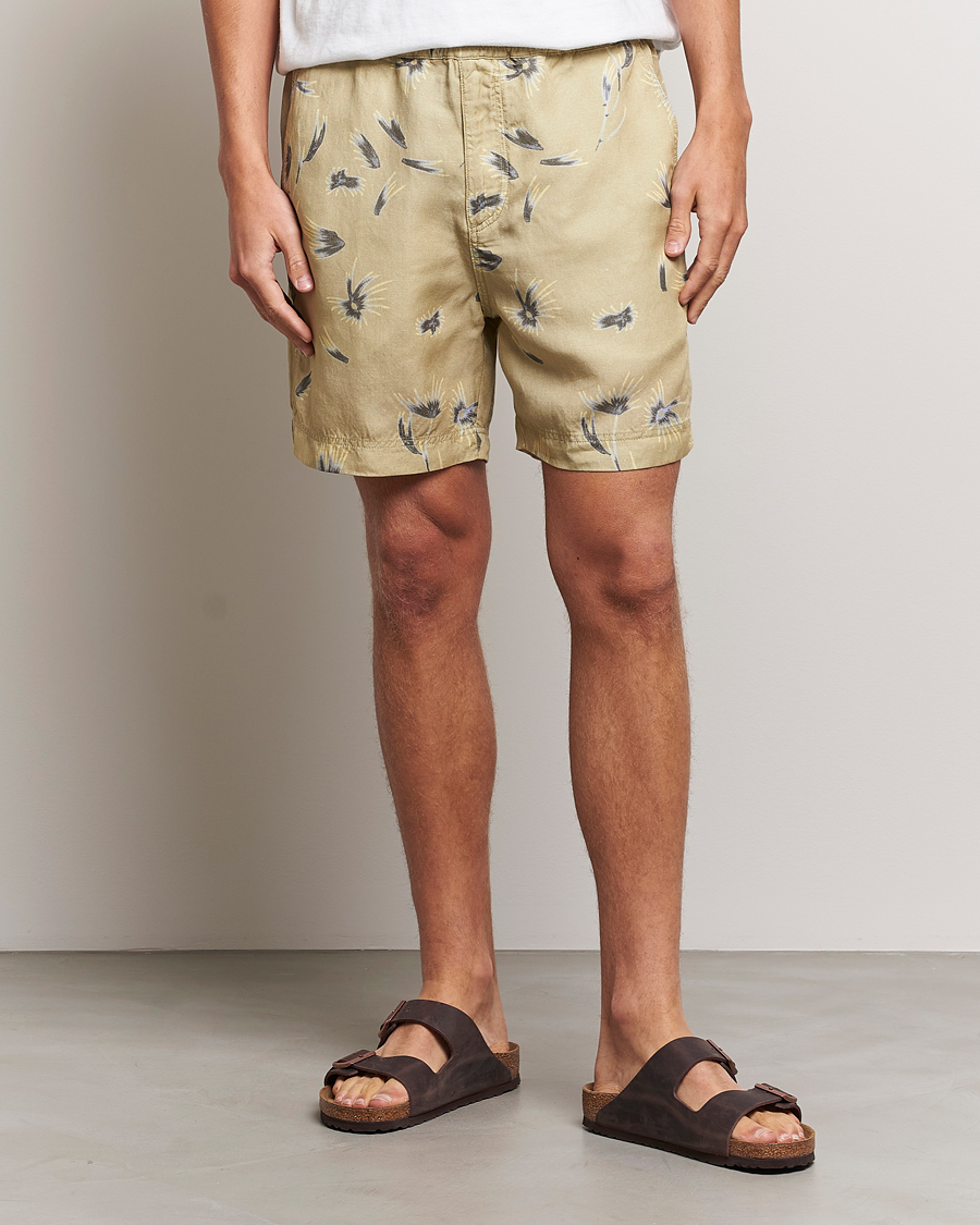 Herr | | NN07 | Warren Tencel/Linen Printed Shorts Pale Olive