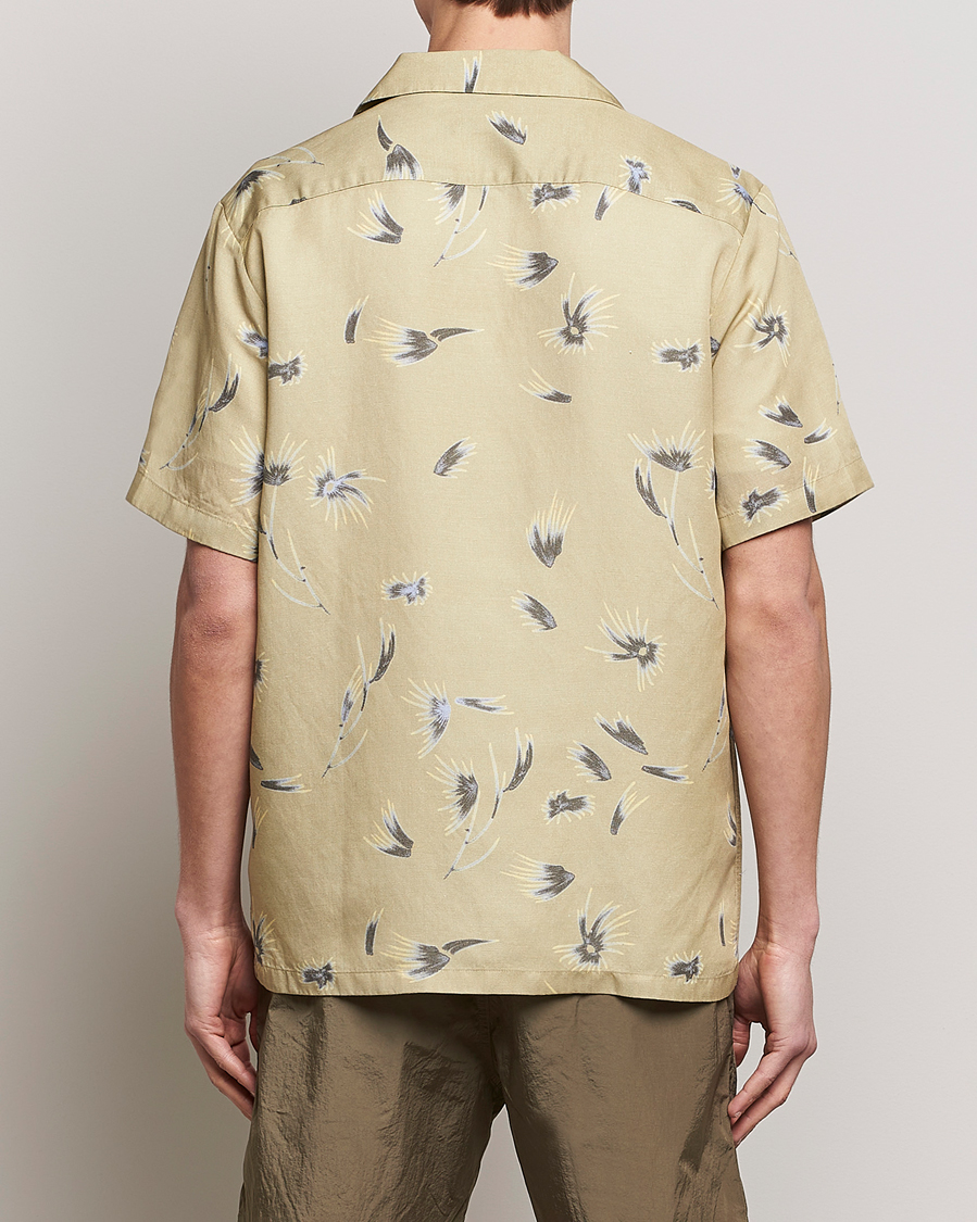 Herr | Skjortor | NN07 | Daniel Short Sleeve Tencel/Linen Printed Shirt Pale Olive