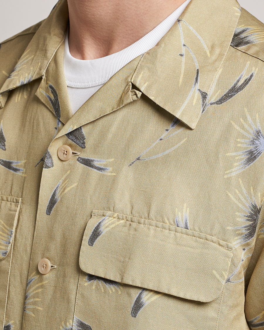 Herr | Skjortor | NN07 | Daniel Short Sleeve Tencel/Linen Printed Shirt Pale Olive