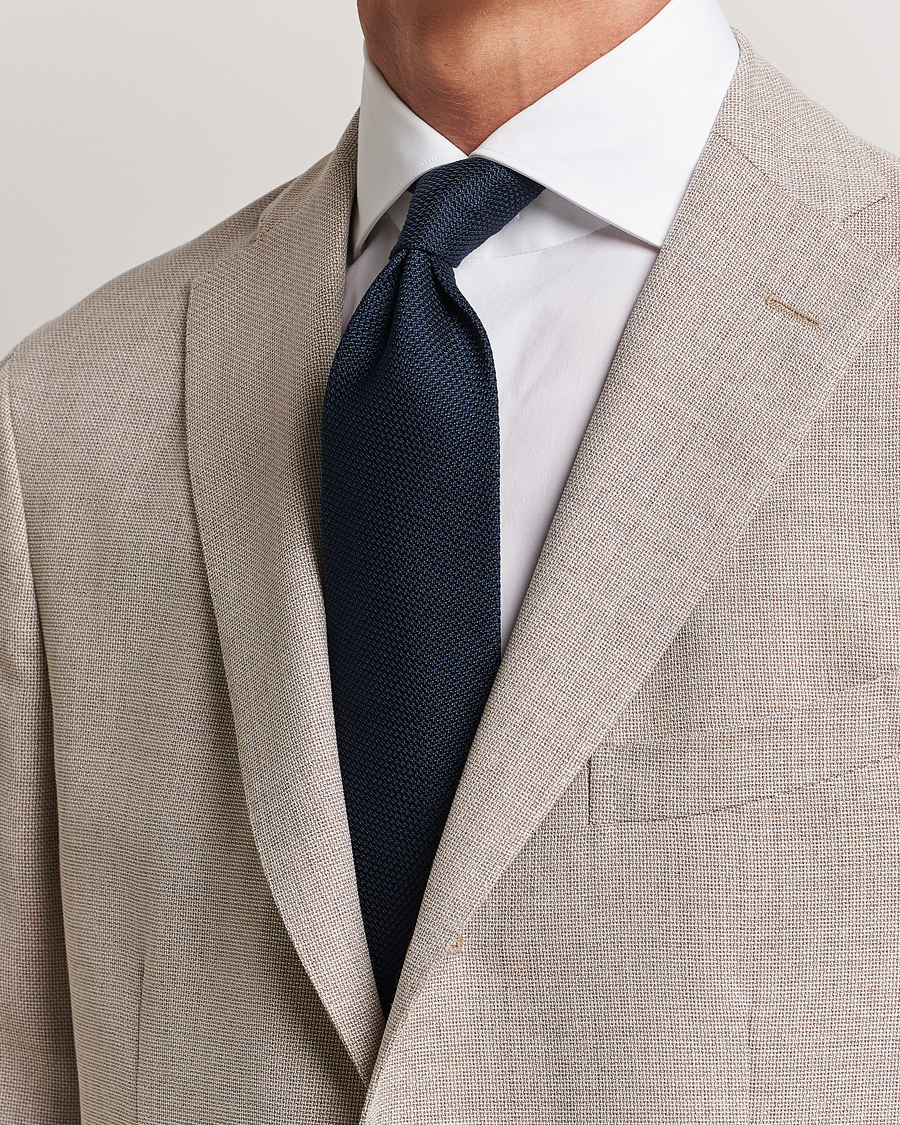 Herr | Finamore Napoli Grenadine Silk Tie Navy | Finamore Napoli | Grenadine Silk Tie Navy